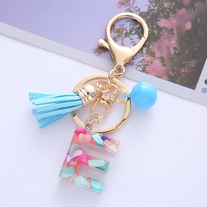 Wholesale English Alphabet Tassel Pendant Resin Drop Glue Keychains